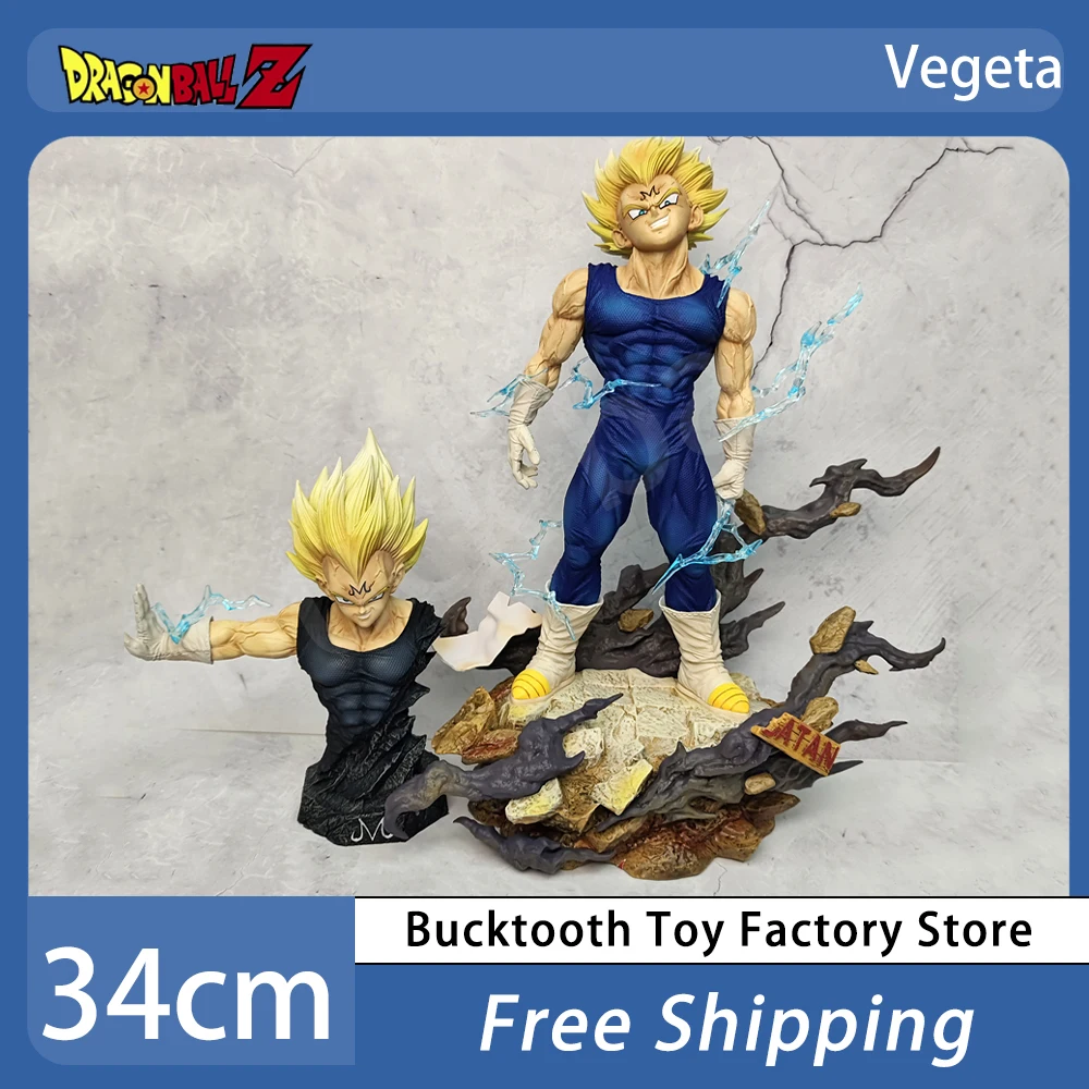 

34cm Dragon Ball Gk Anime Figure Vegeta Double Head Figurine Pvc Vegeta Model Statue Doll Collection Room Decoration Toys Gifts