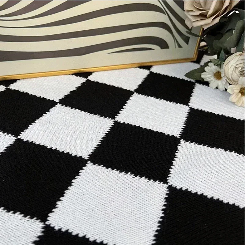 Modern Minimalist Chessboard Piano Cover Dust Proof Thickened Classical Piano Cover Cloth Home Decoration Half Pack