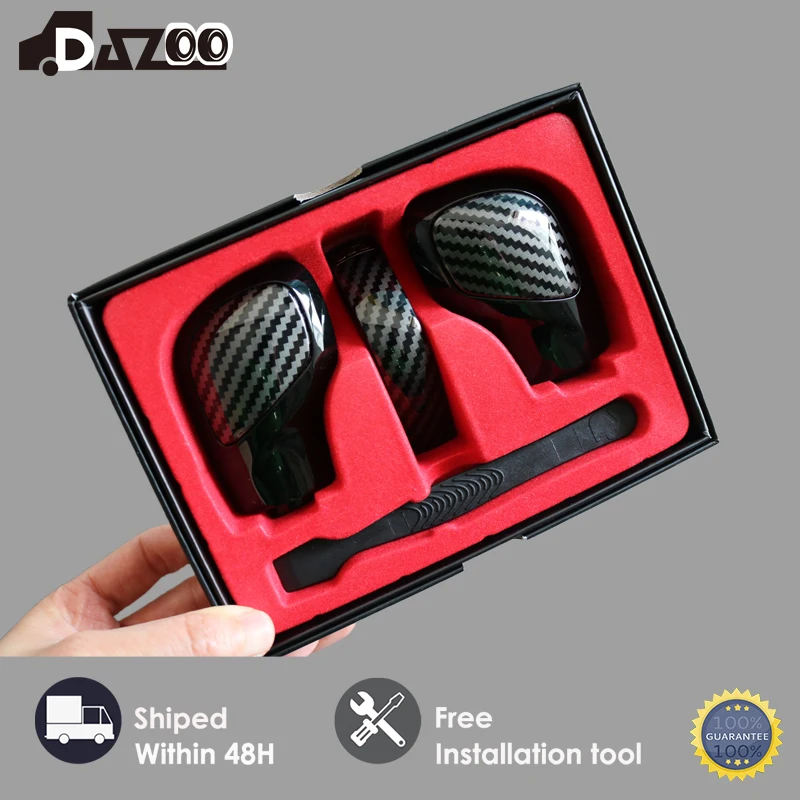 Black Chrome With Leather Carbon Shift Knob Gear Side Cover Dsg Emblem