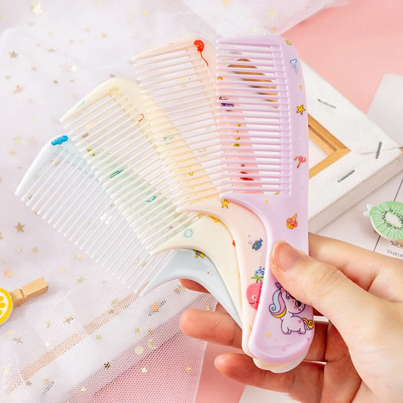 2Pcs/Set Cute Kids Hairdressing Comb Anti-static Pointed Tail Comb for Girls Whale Dinosaur Giraffe Unicorn Hair Cmb hair comb hair comb set