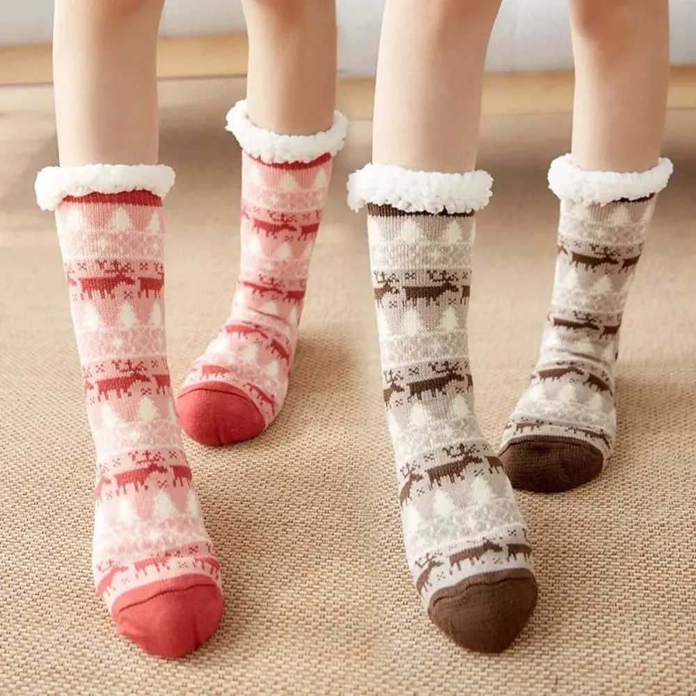 

Plush Fuzzy Fluffy Socks New Warm Anti Slip Thermal Socks Deer Elk Thick Slipper Sock Winter