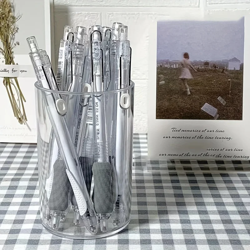 Large Capacity Acrylic Transparent Pen Holder Student Desktop Organizer Box For Men Women Simple Design Crystal Shape pen holder desk organizer pen and brush holder