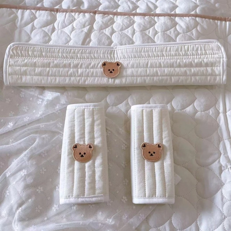 유모차 팔걸이 보호 커버 및 시트 벨트 패드, 범용 코튼 자동차 시트 스트랩 커버, 유모차 팔걸이 쿠션 패드, 1 세트