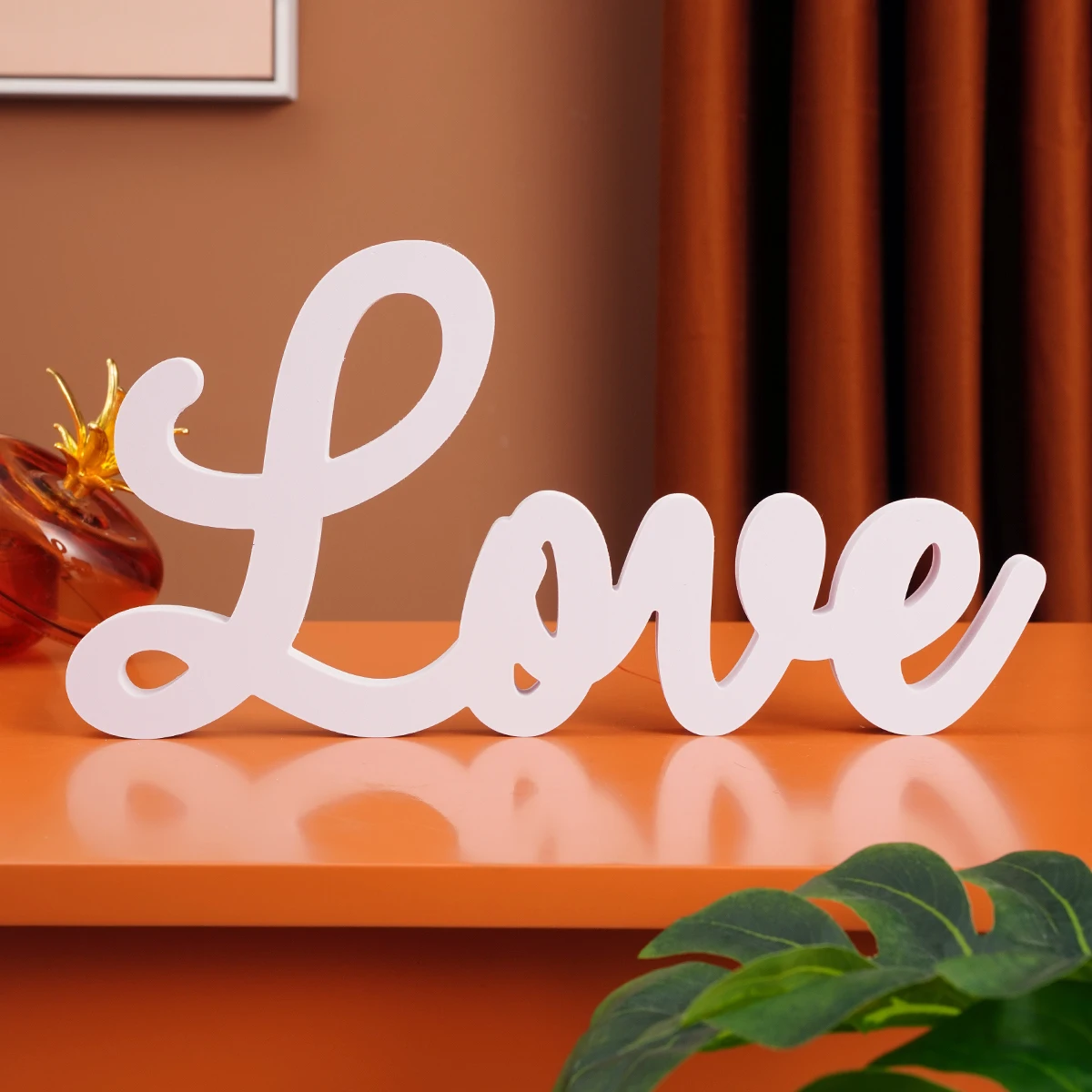 1 white Chevy board love letter decoration plate, 11 inch interior desktop warm decoration letter decoration, suitable for holid