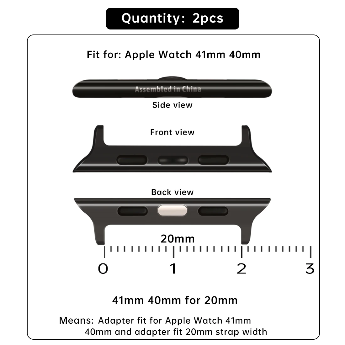 Premium Stainless Steel Connectors for Apple Watch Bands (2-Pack)
