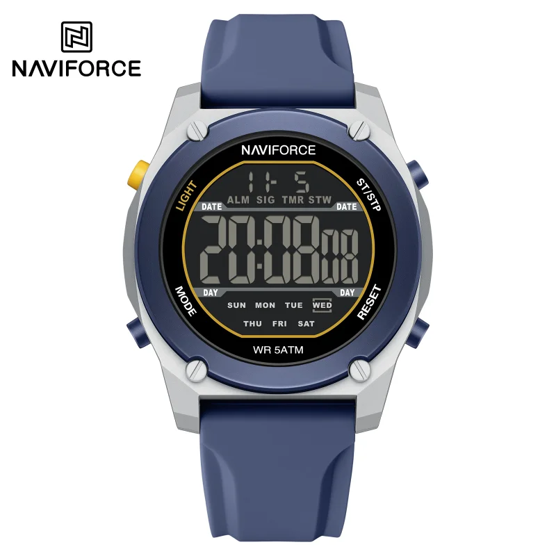 NAVIFORCE Sport Watch with Night Light & Calendar - Waterproof, Shockproof, Silicone Strap Men's Fashion Timepiece