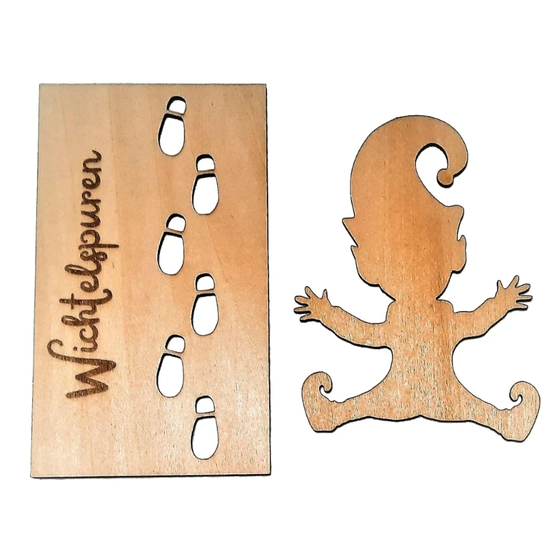 

69HC Christmas Gnome Footprint Template Wooden Window Decoration Stencils for Floors Wall and DIY Decor Festive Holiday