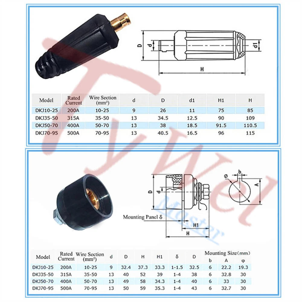 TIG Torch Adaptor Integrate Gas Power Connector M16x1.5 to 6mm DKJ 35-50 10-25 Separate Gas Connector Power