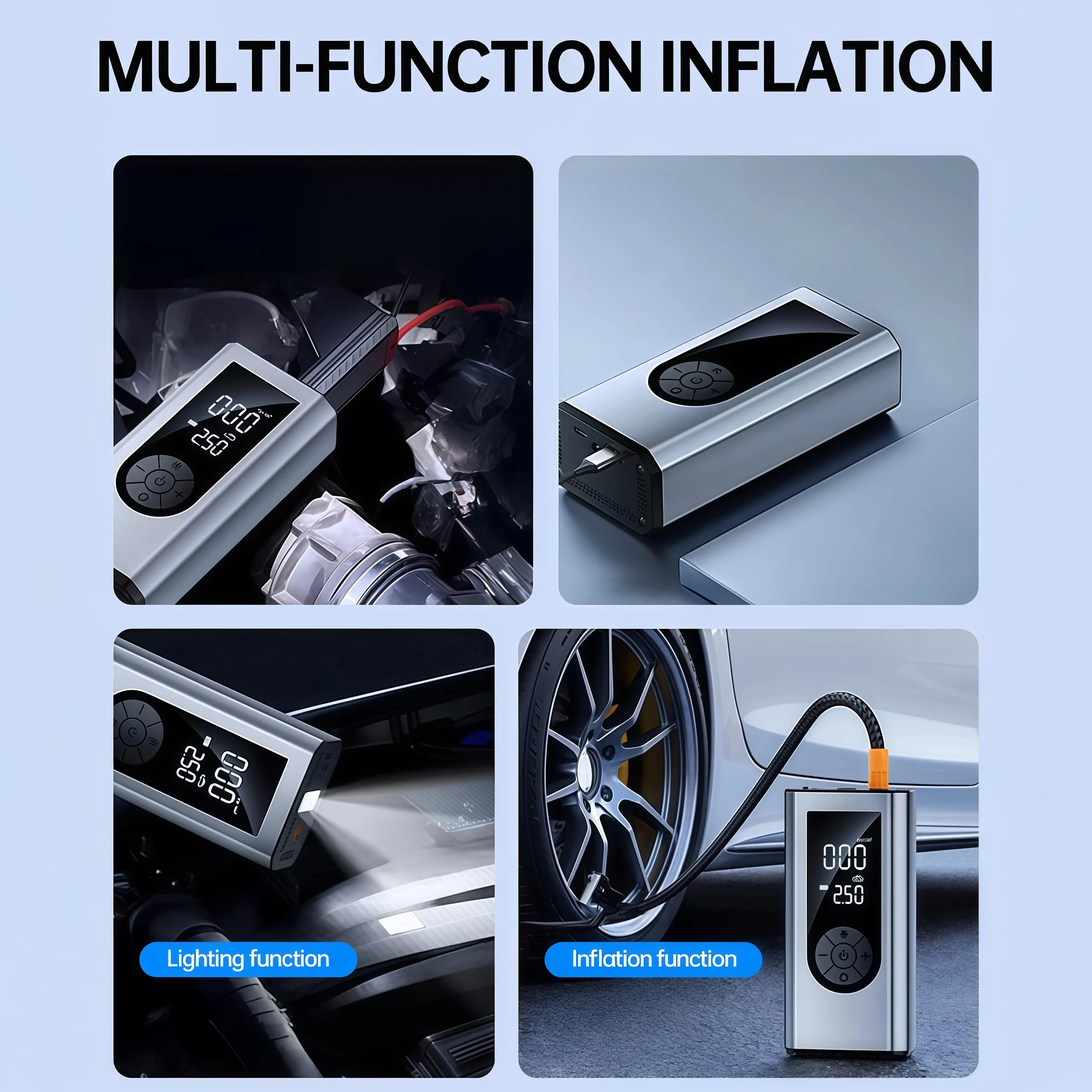 JKUOO 5-in-1 Portable Car Jump Starter with 150PSI Air Compressor Power Bank Booster Automotive Tire Inflator Car Starting Device car jump starter jump starter