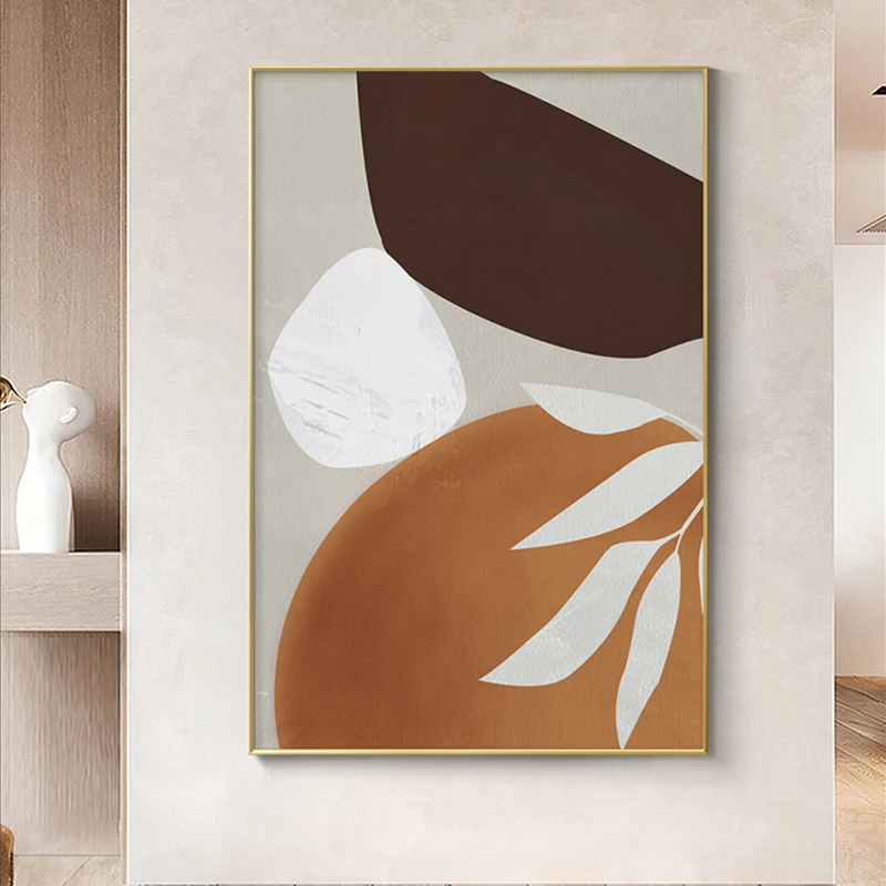 Orange Beige Brown Pictures Abstract Geometric Poster Nordic Wall Art Canvas Painting Interior Living Room Aesthetic Room Decor