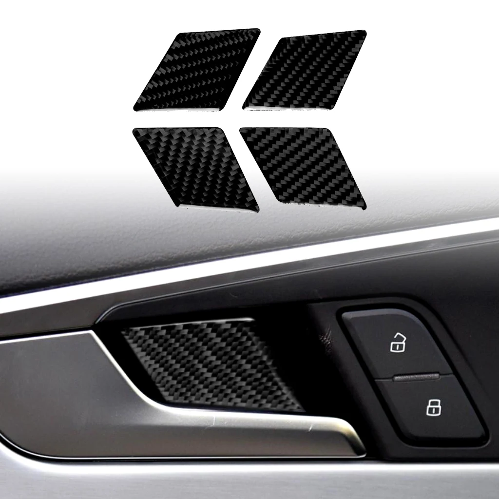 

4pcs Auto Interior Carbon Fiber Car Inner Door Bowl Sticker Decoration Trim Decals Styling For Audi A4 B9 RS4 S4 2017 2018 2019