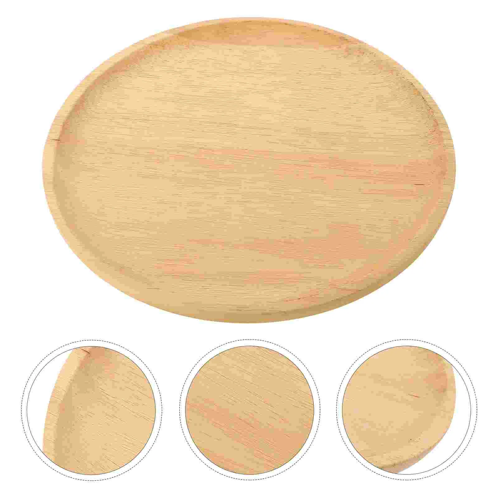 Round Wooden Tray Plate Large Charcuterie Board Serving Platter Cookie Pizza Rattan Chargers for Dinner Plates 3