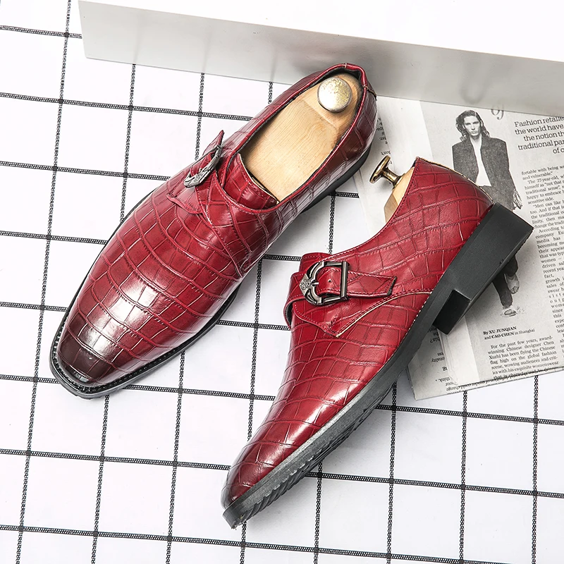 Luxury Men Leather Shoes Red Formal Dress Shoes for Male Party Wedding