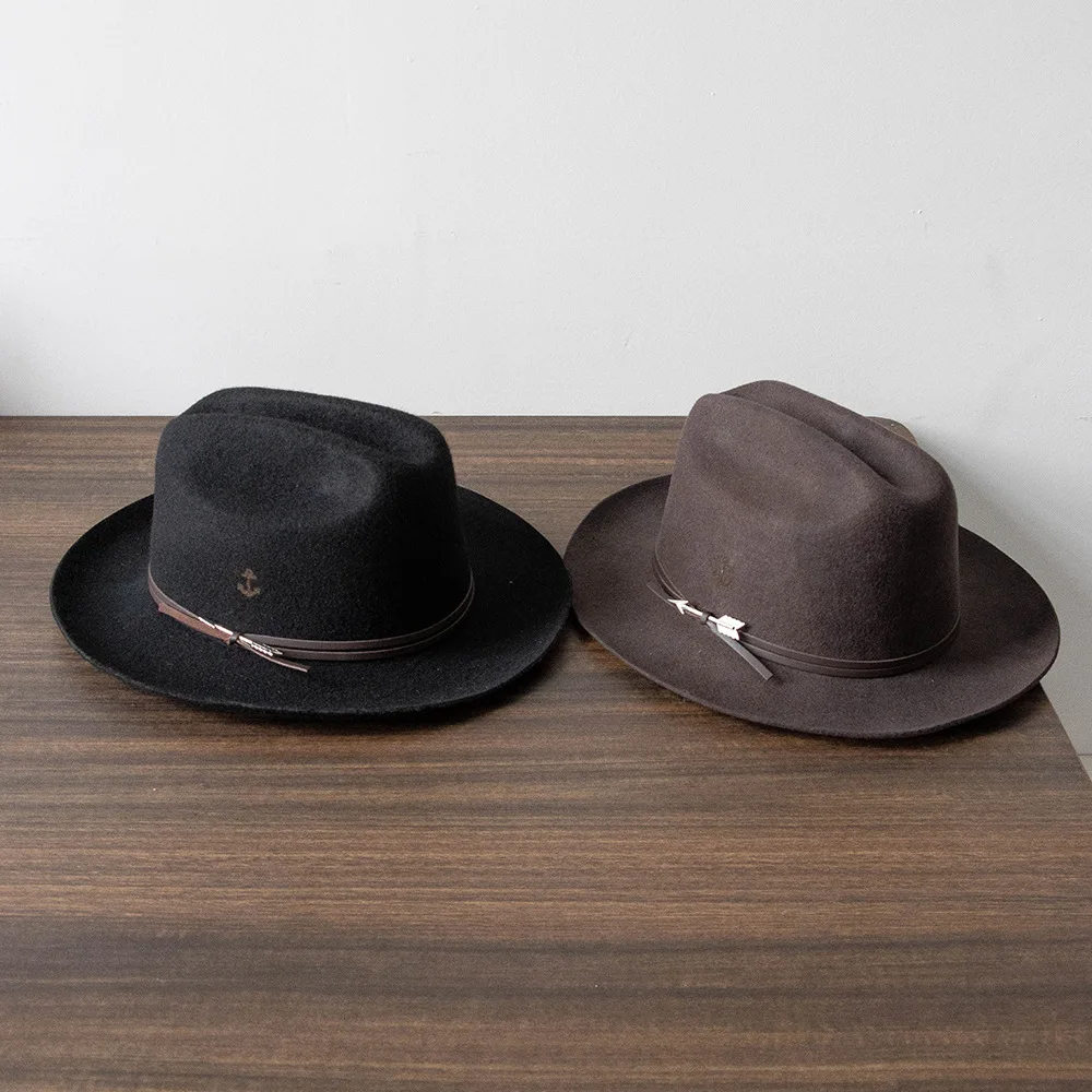 Damen-Fedora-Hut aus 100 % Wolle, Trilby-Kappen, breite Upturn-Krempe, Jazz-Kappe mit Pfeil, Ledergürtel für kirchliche Hochzeitsfeier – Detail 2
