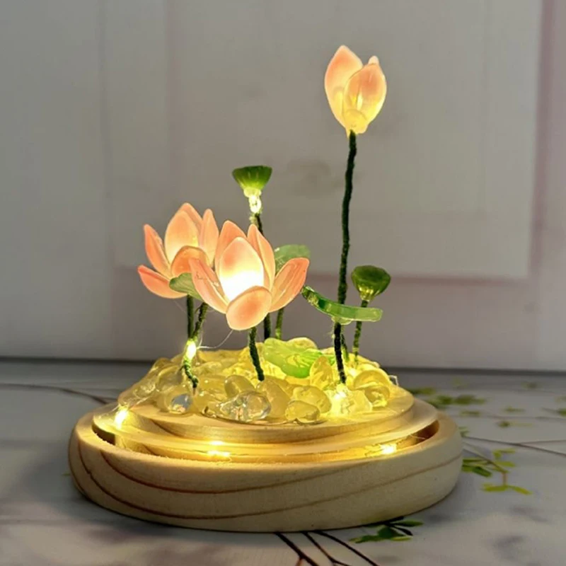 DIY Handmade Night Light Bedside Light Home Decoration Lotus Nightlight Birthday Gift Lotus Material Package
