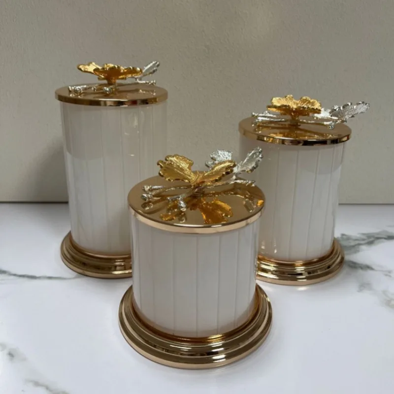 Kreativní kov motýl úložný džbán šperků bavlna tampon skříňka domácí vonící svíčka džbán ořech bonbóny skříňka řemesel domácí dekorace moderní