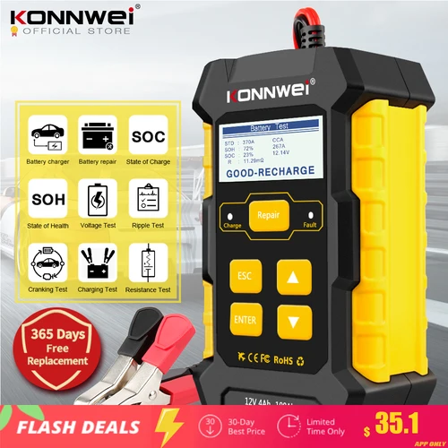 KONNWEI KW510 전체 자동 12V 자동차 배터리 테스터 펄스 수리 5A 배터리 충전기 습식 건조 AGM 젤 리드 산성 자동차 수리 도구 가격 추천 순위 비교