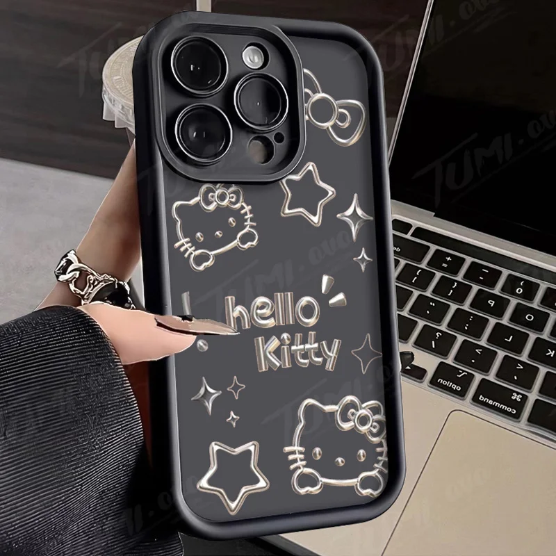 thumbnail image 1 of Sanrio-funda de teléfono con estampado de Hello Kitty para iPhone, carcasa de silicona a prueba de golpes para modelos 14, 15 Pro Max, 13, 12, 11, X, XS, XR, 7, 8 Plus, SE 2020, 1 of 5