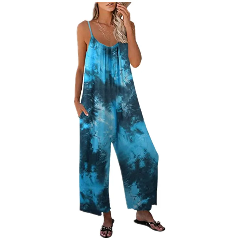 

Women's Jumpsuit Pants 2023 Summer New Fashion Suspenders Printed Casual Loose Jumpsuit Pants Female