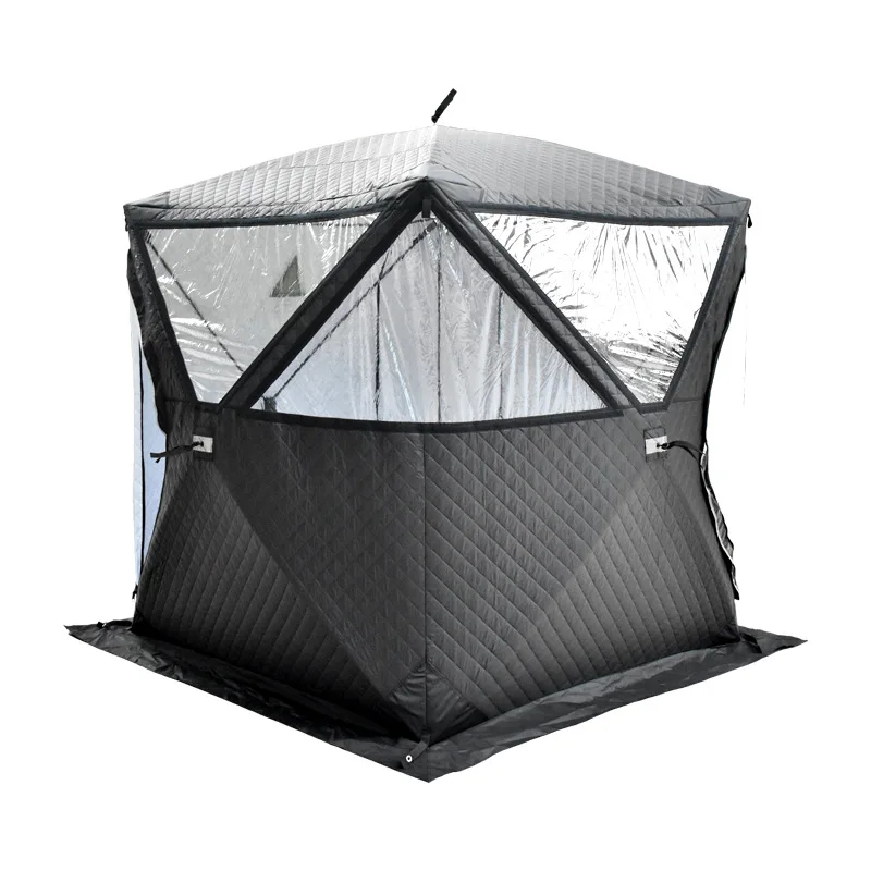 Tenda Da Pesca Sul Ghiaccio Per 2-4 Persone Pop-Up Ice Shanty Addensare Tenda Da Sauna Invernale Calda Con Borsa Per Il Trasporto