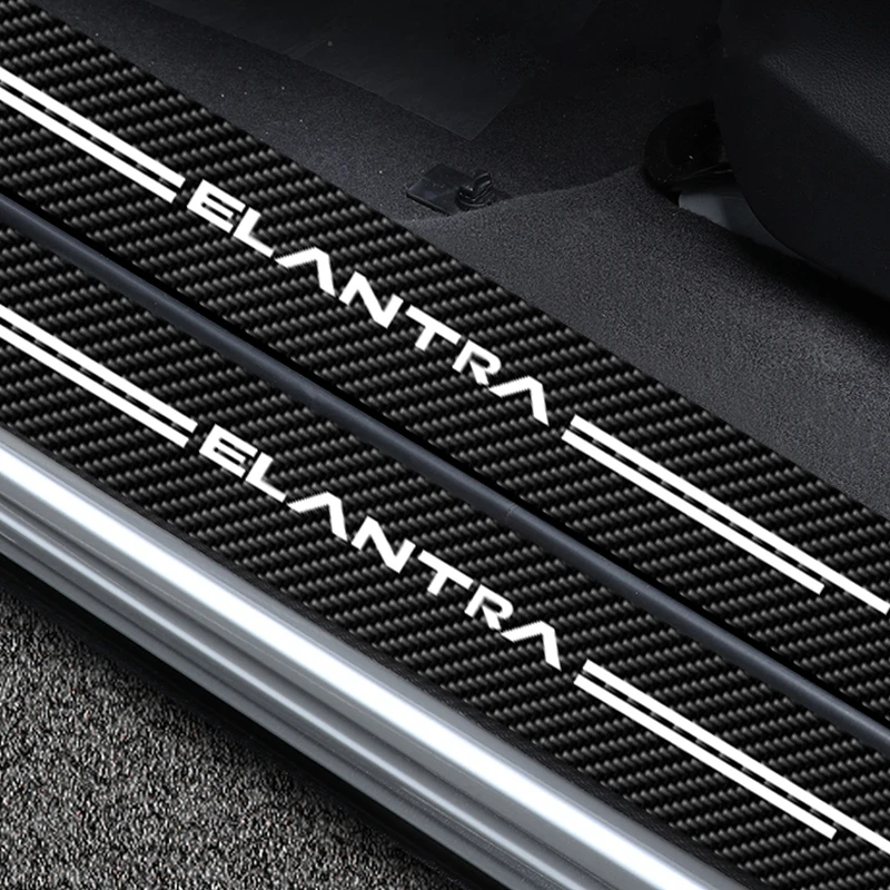 4 Pcs Carbon Fiber Car Door Sill Threshold Protector Sticker Decals For