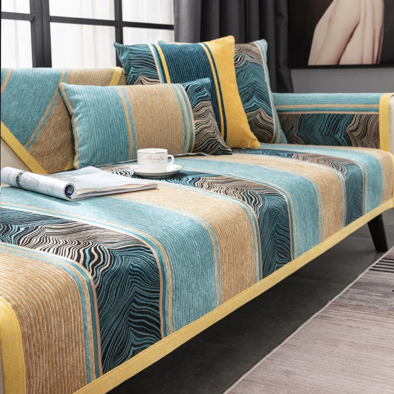 Living Room Sofa Cover Cotton Couch Covers Jacquard Sofa Cushion Four Seasons Sofa Towe L-shaped Couchs Cover Protection Set