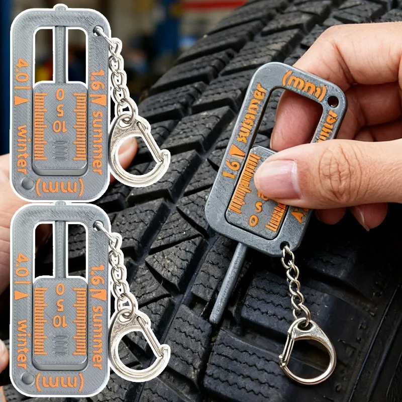 2-in-1 Tire Tread Depth Gauge Keychain Accurate Measurement Car Tire Checker Wear Indicator Tool for Car Truck Motorcycle