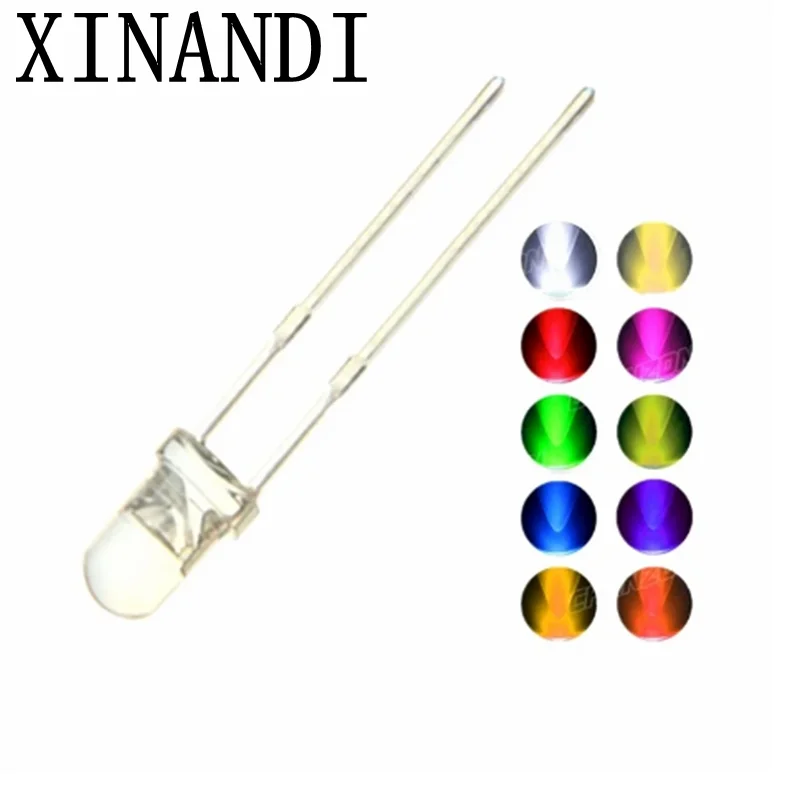 100 Pz 5Mm Led Diodo Kit 3V Fai Da Te Set Licht Muslimat Warm Weibeta Graun Rot Blau Gelb Orange Lila Uv Rosa Ultra Helle 20Ma