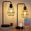 Edison 2-piece bedside table reading desk lamp with dual USB charging ports and sockets 6