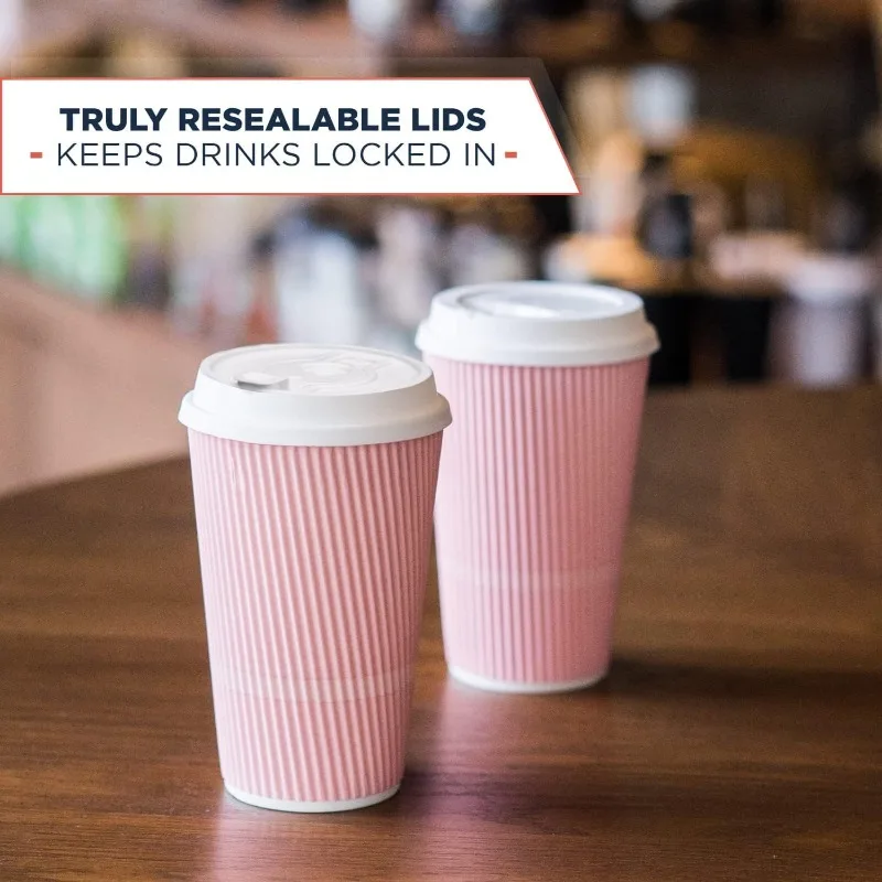 Disposable Coffee Cups With Lids - 16 oz To Go Coffee Cup (70 Pack). Large Travel Cups Hold Shape 3