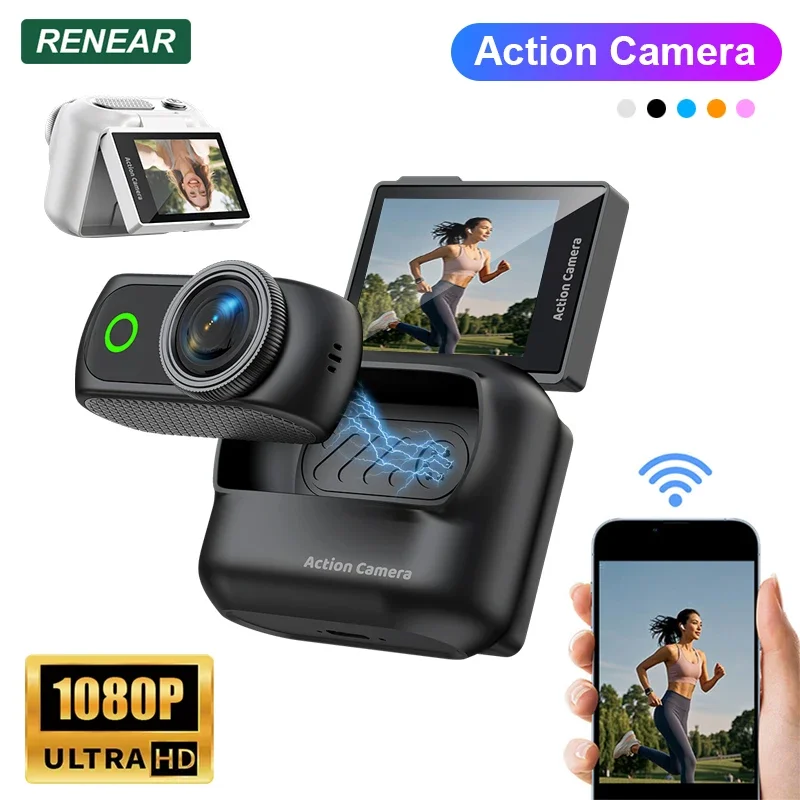 Mini Action Camera Portable Magnetic Video Recorder With 2 inch LCD Display Screen For Vlogging Kid Adult Selfie Action Cameras