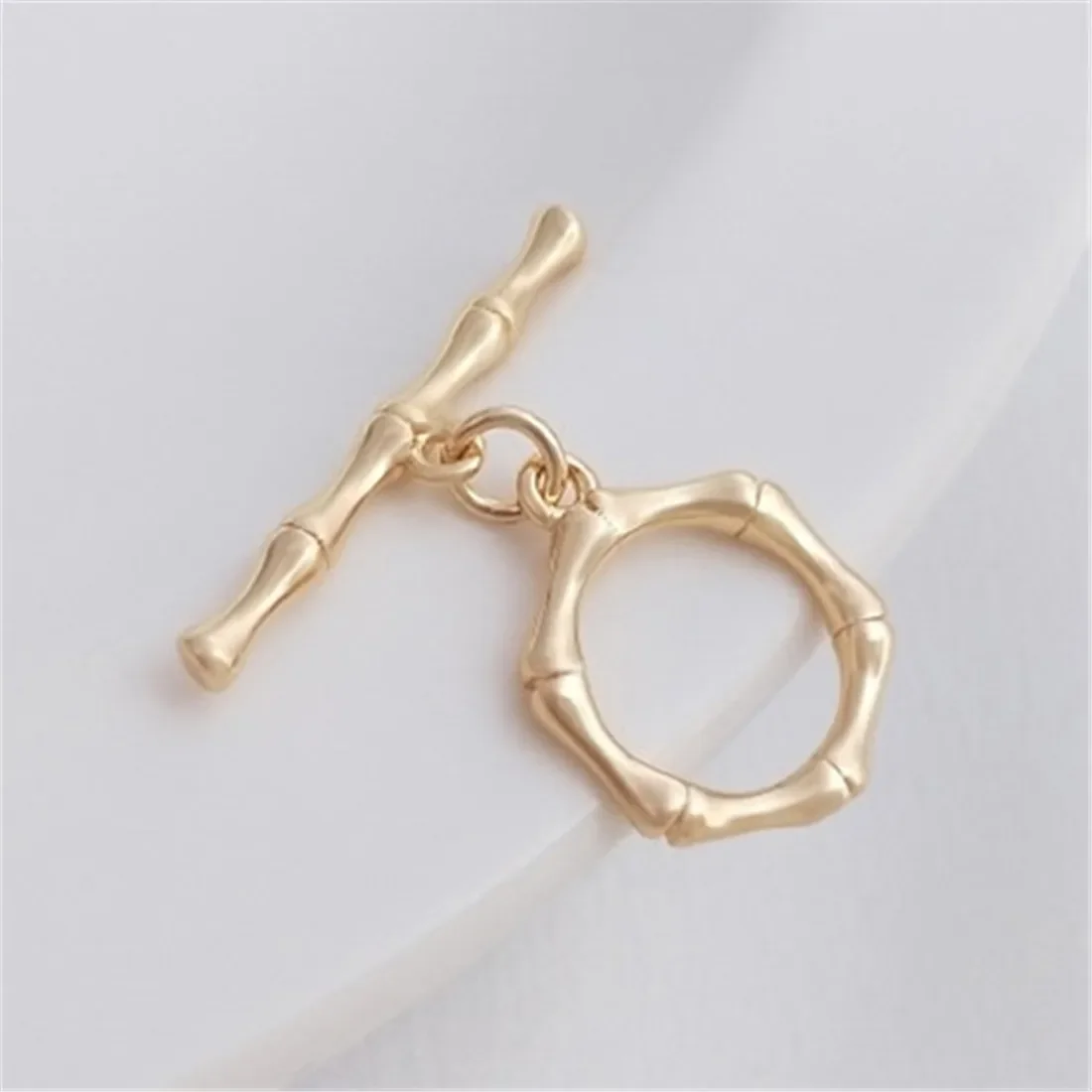 

14K Gold Wrapped Bamboo Knot Hexagonal Circular OT Buckle Handcrafted DIY Bracelet Necklace Connecting Closure Buckle Accessorie