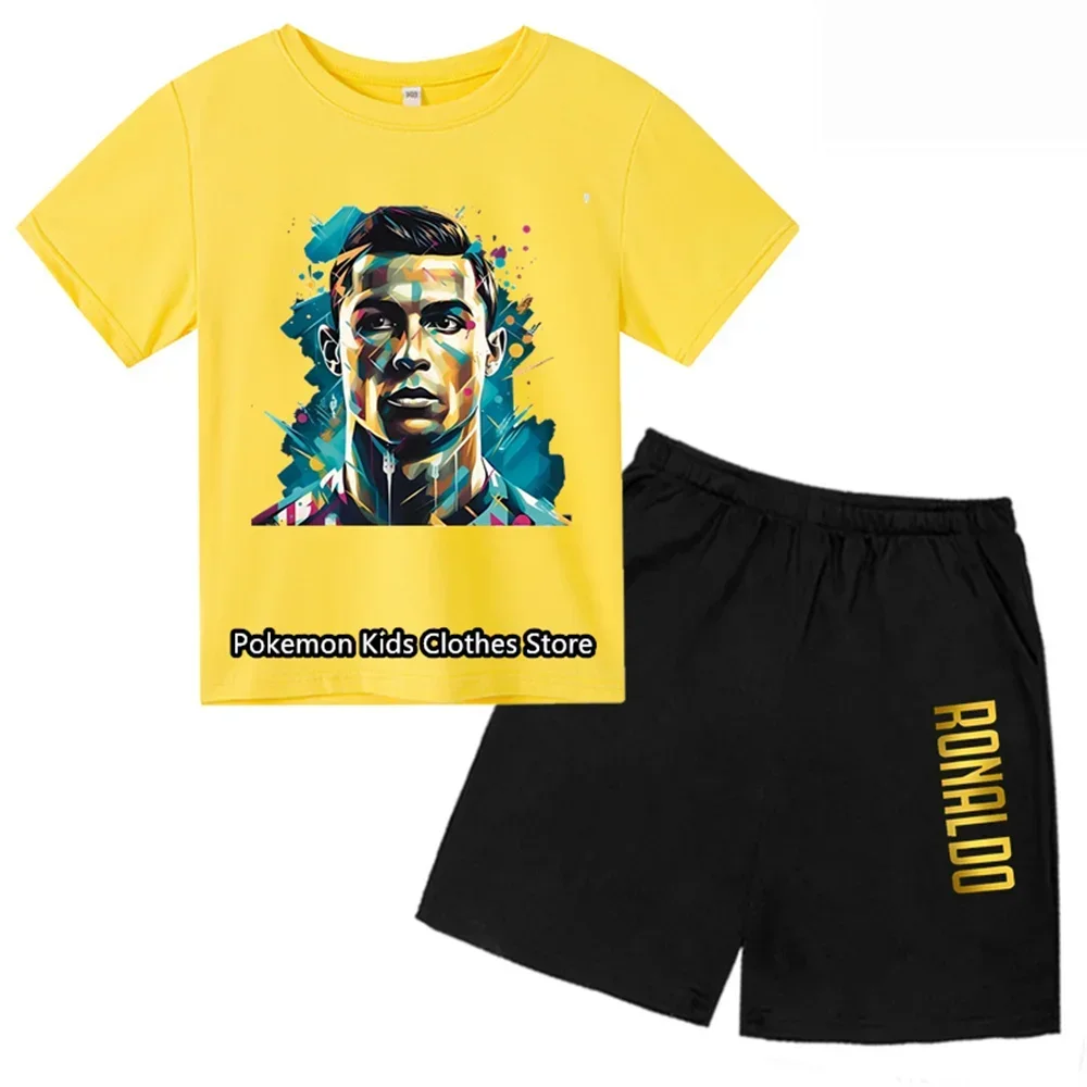 Tshirt Set Kids Summer Children Clothing Baby Boys Girls Clothing Children Sports Short Sleeve Fashion Ronaldo Jersey for Kids 5