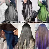 Extension de cheveux à clips colorée de 22 pouces pour femmes, longue perruque synthétique résistante à la chaleur, facile à porter, quotidien/festival 6