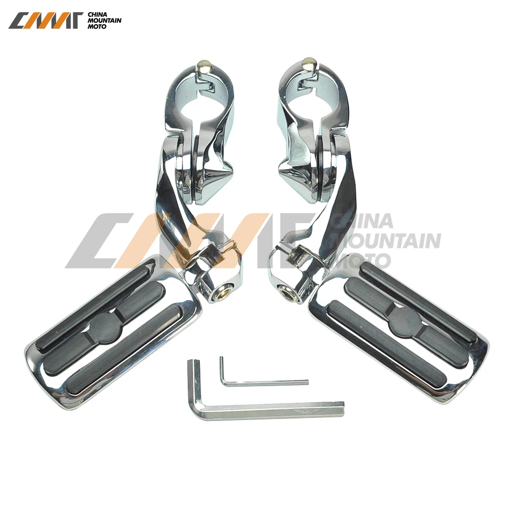 

Chrome 32mm Highway Foot Pegs case for Harley Dyna Sportster 1-1/4" Engine Guard Bar