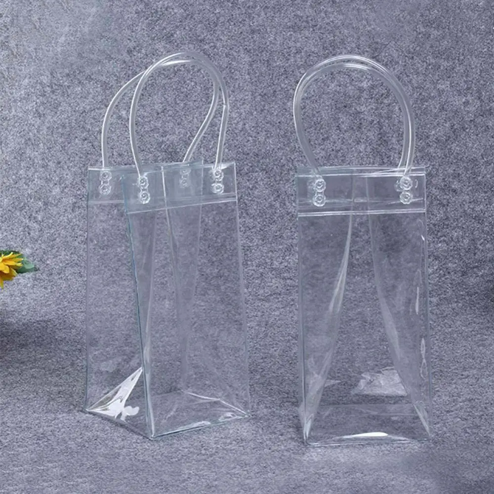 PVC Anti-leakage Leak-proof Transparent Refrigerated Champagne Red Wine Bottle Ice Tote Bag Home Kitchen Bar Storage Organizer