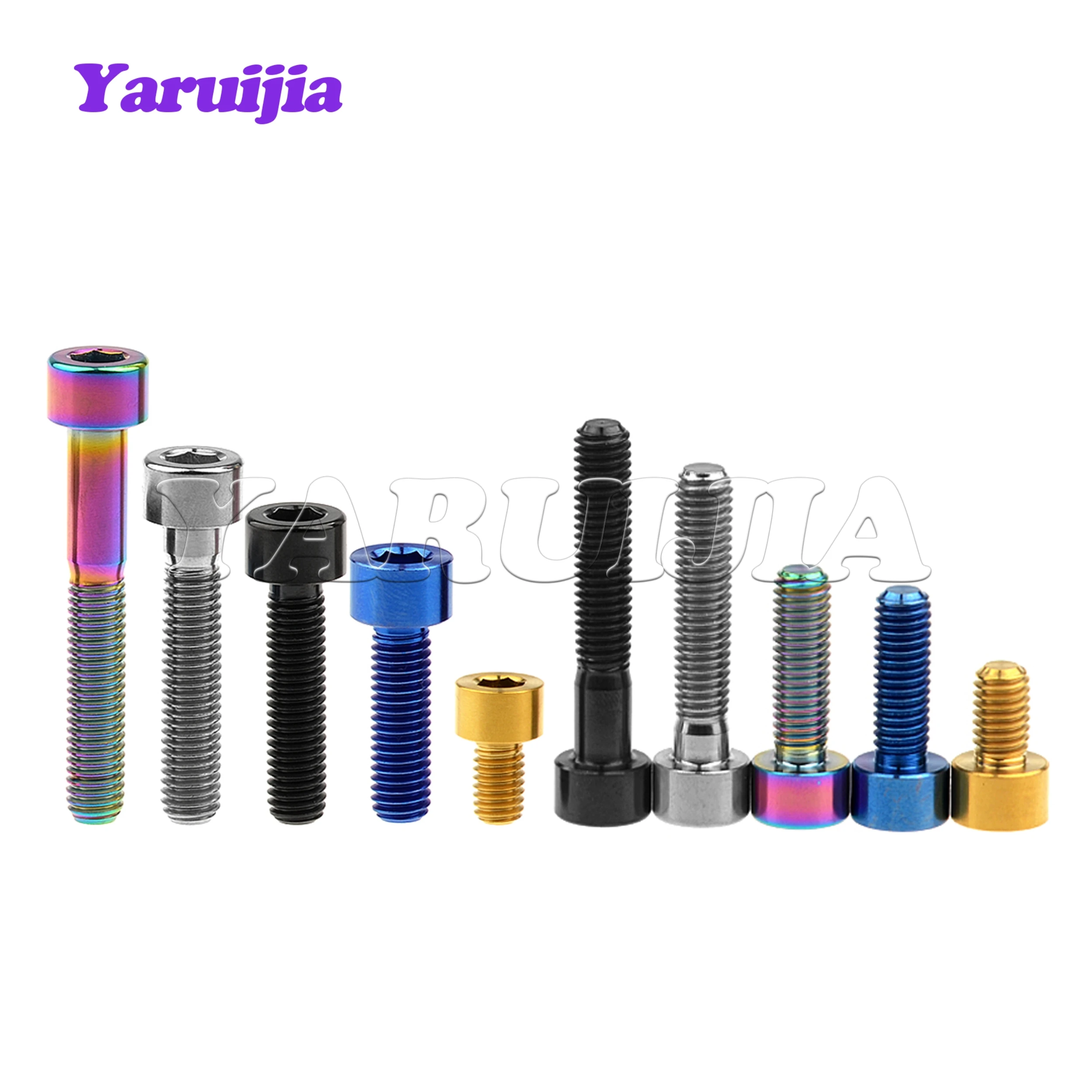 Yaruijia 티타늄 볼트 M5/M6x10/12/15/16/18/20/23/25/30/35/40/45/50/55/60/65mm 자전거 줄기 시트 포스트 자전거 부품 용 알렌 키