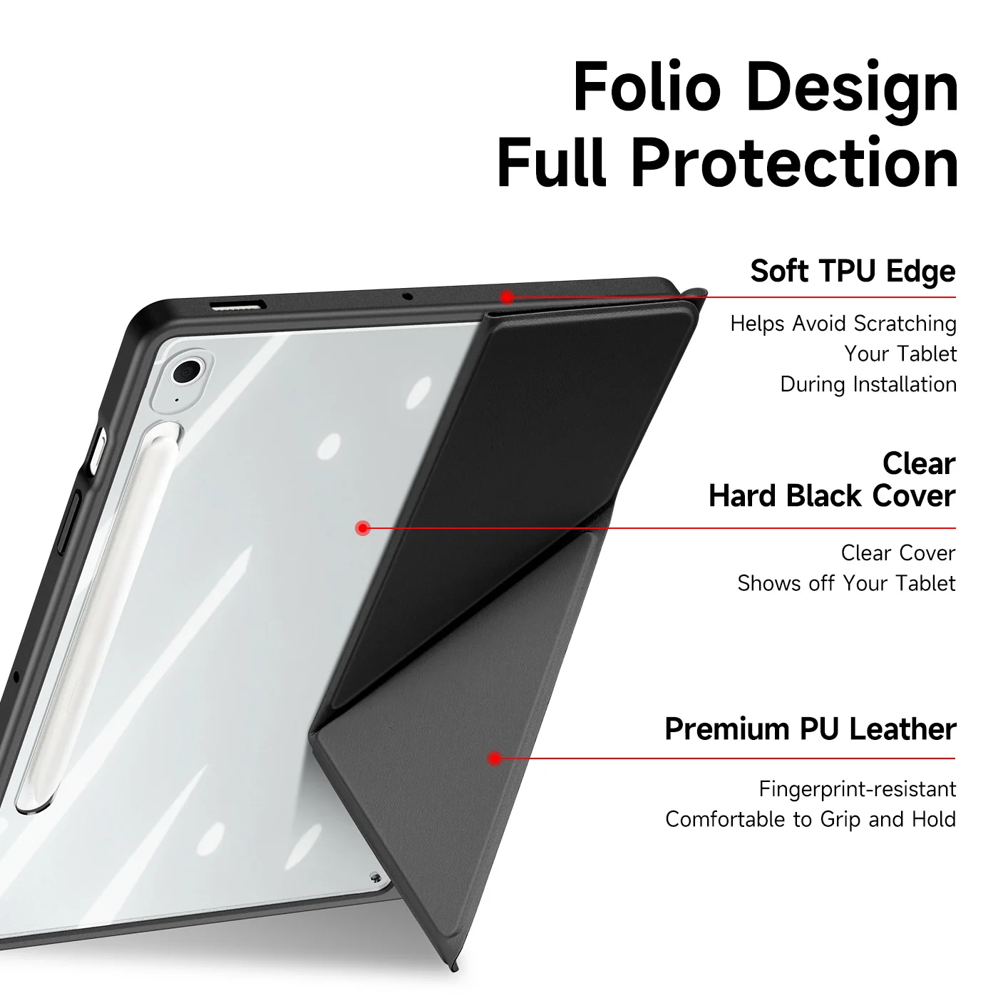 DUX DUCIS Clear Tablet Case with Detachable Snap-On Cover, S Pen Holder, and Auto Wake/Sleep Function