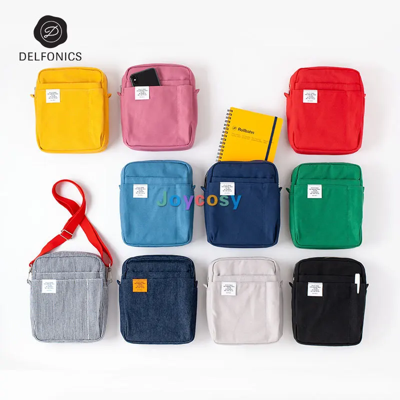 Delfonics 내부 휴대 다기능 대용량 캔버스 펜슬 백, 레트로 디자인, S M XS 문구 보관 가방