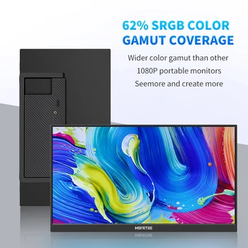 HGFRTEE 15.6inch Portable Monitor FHD-IPS Panel Second Screen for Laptop Gaming Extended Display with Type C HDMI 3