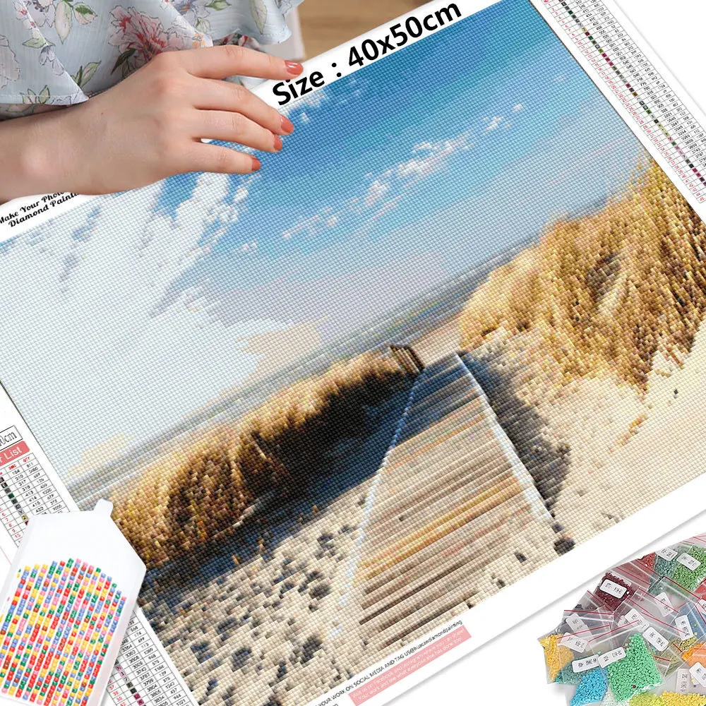 5D DIY Diamond Painting Landscape Mosaic Sunset Seaside Embroidery Complete Kit Home Decoration diamond painting diamond art painting kit diamond painting set