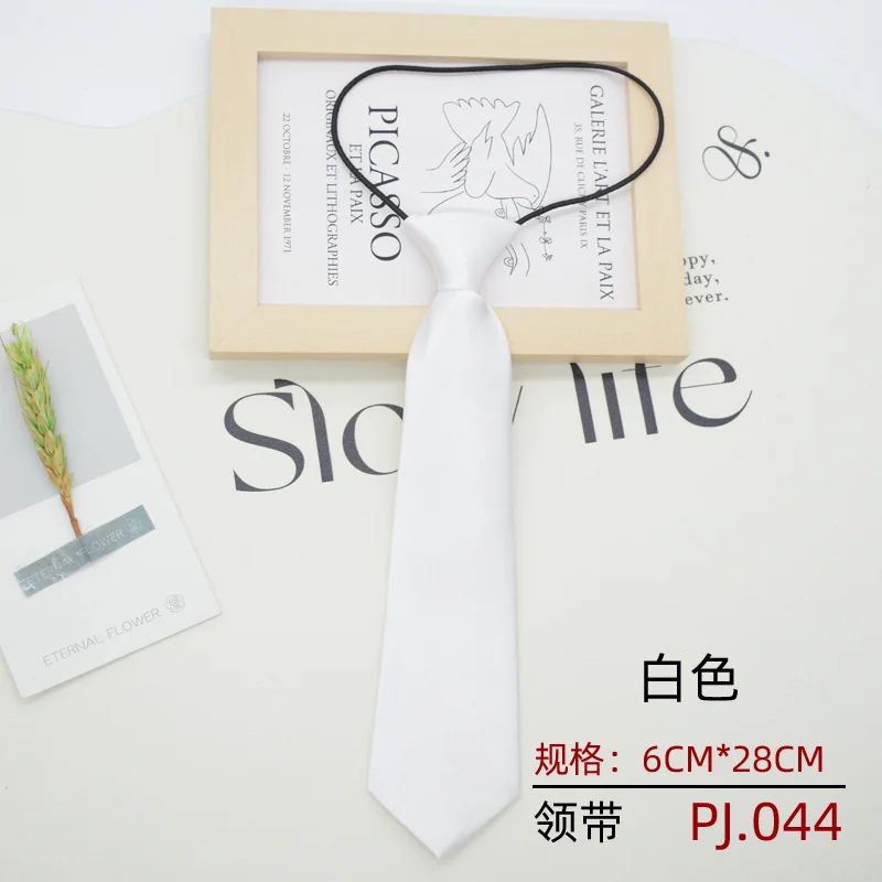 6CM Width Solid Color Neckties for Kids Female Children Student Lazy Ties School Uniform Cravat Red White Graffiti Tie Neckwear