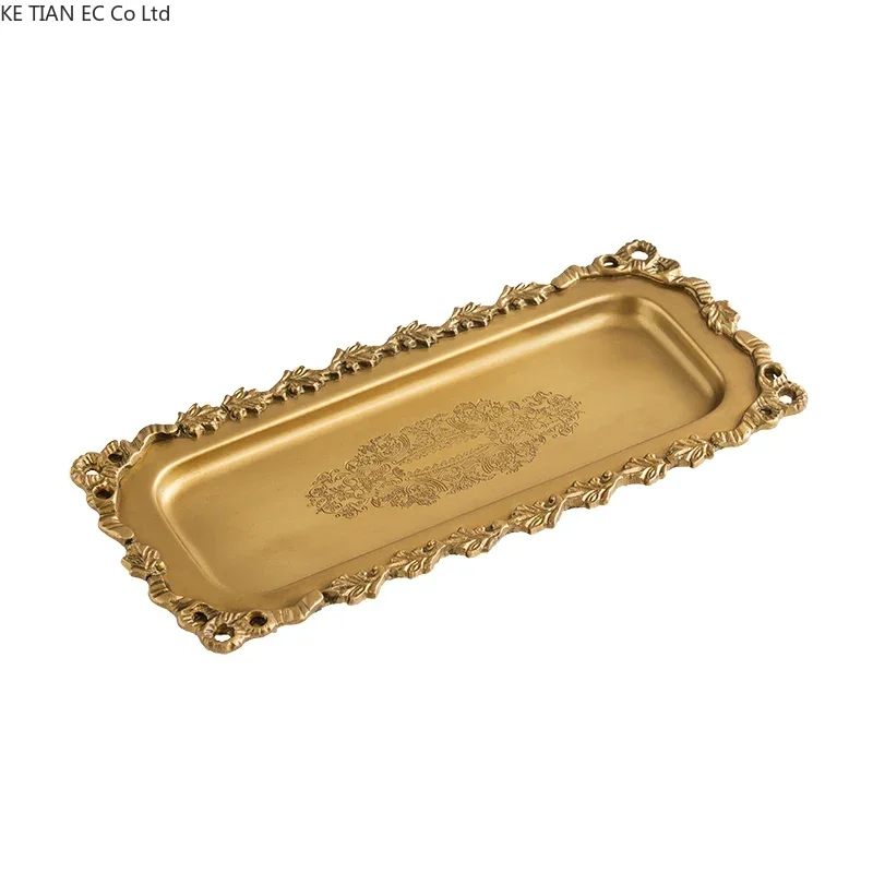 European style luxury brass storage tray Aromatherapy candles perfume storage tray High end bedroom dressing table jewelry dish 5