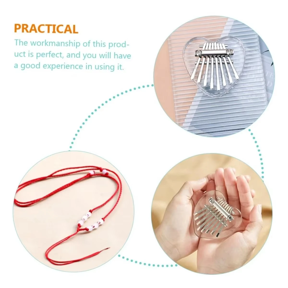 Miwayer Portable 8-Tone Thumb Piano Beginners Wooden Kalimba Transparent Crystal Finger Piano Musical Instrument