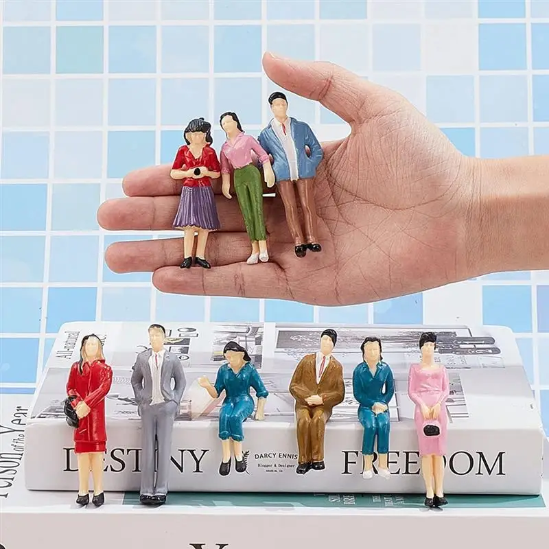50/100pcs 1:87 HO Scale People Passengers Model Trains Architectural Painted Figurines Stand/Seat Pose Person Models 3