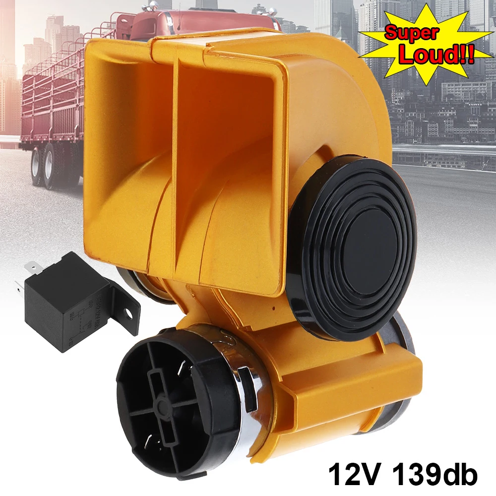 12v 139db Super Loud Auto Twin Dual Tone Car Compact Air Horn Kit For