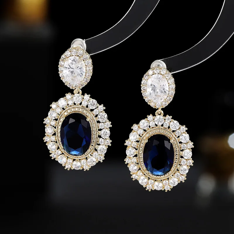 Fashion Geometric Ellipses Dangle Earrings for Women French Temperament Luxury Brand Jewelry Gold Plated Stud Earings