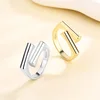925 Sterling Silver Irregular Geometry Adjustable Rings For Women Engagement Wedding Luxury Jewelry Girl Accessories Jewellery 1
