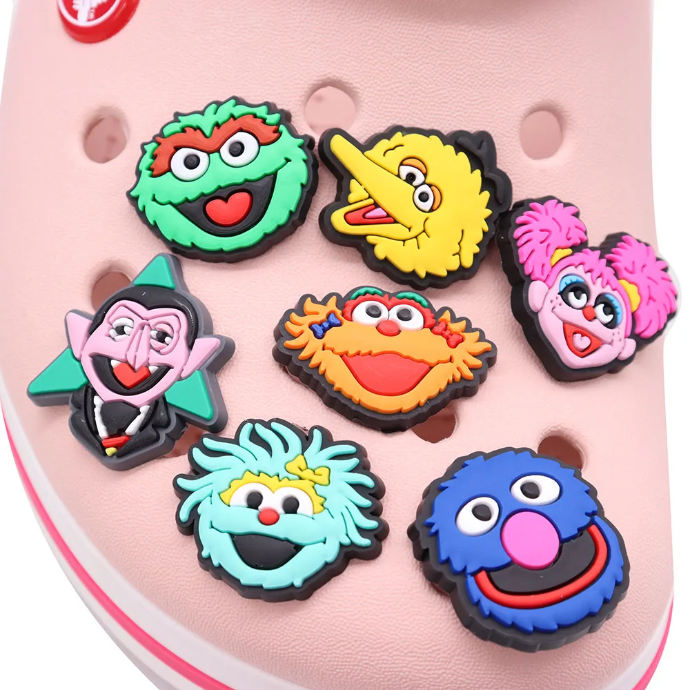 

1Pcs Cartoon Hot Drama PVC Garden Shoe Charms Sesame Street Shoe Buckle Decorations Fit Bracelets Croc Jibz Kids X-mas Gift