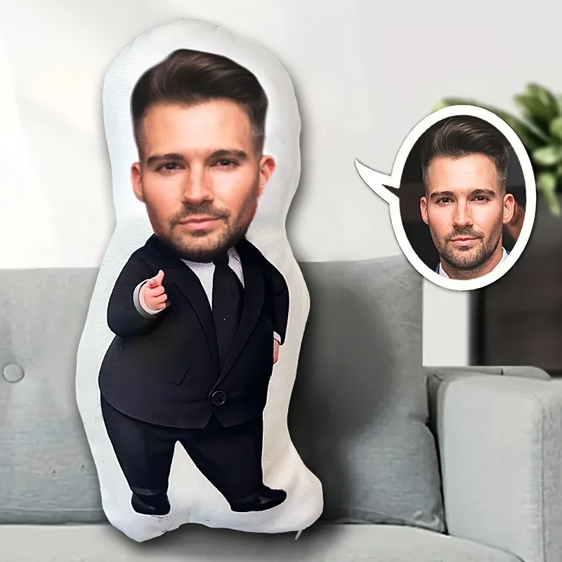 1 Stück personalisiertes Puppenkissen, kreatives Fotokissen – einzigartiges, personalisiertes Gesichtsdesign, geeignet für Geburtstage, Feiertage, Jubiläen, Heimdekoration und ist ideal für Wohnzimmer, Schlafzimmer, Valentinstag, Hochzeitsdekorationen, Halloween, Weihnachten, Thanksgiving